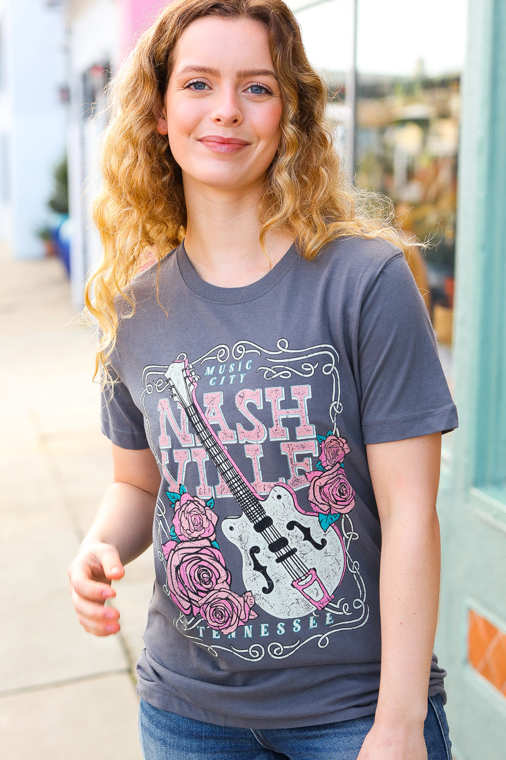 Grey Cotton NASHVILLE Tennessee Graphic Tee