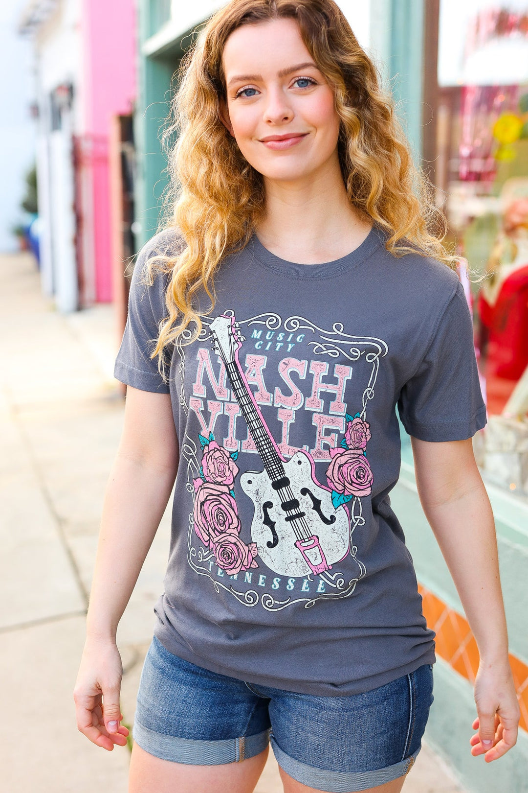Grey Cotton NASHVILLE Tennessee Graphic Tee