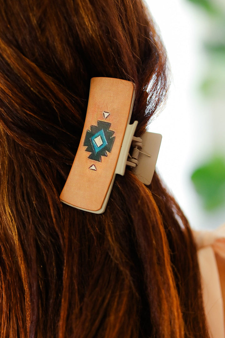 Taupe Southwestern Print Hair Claw