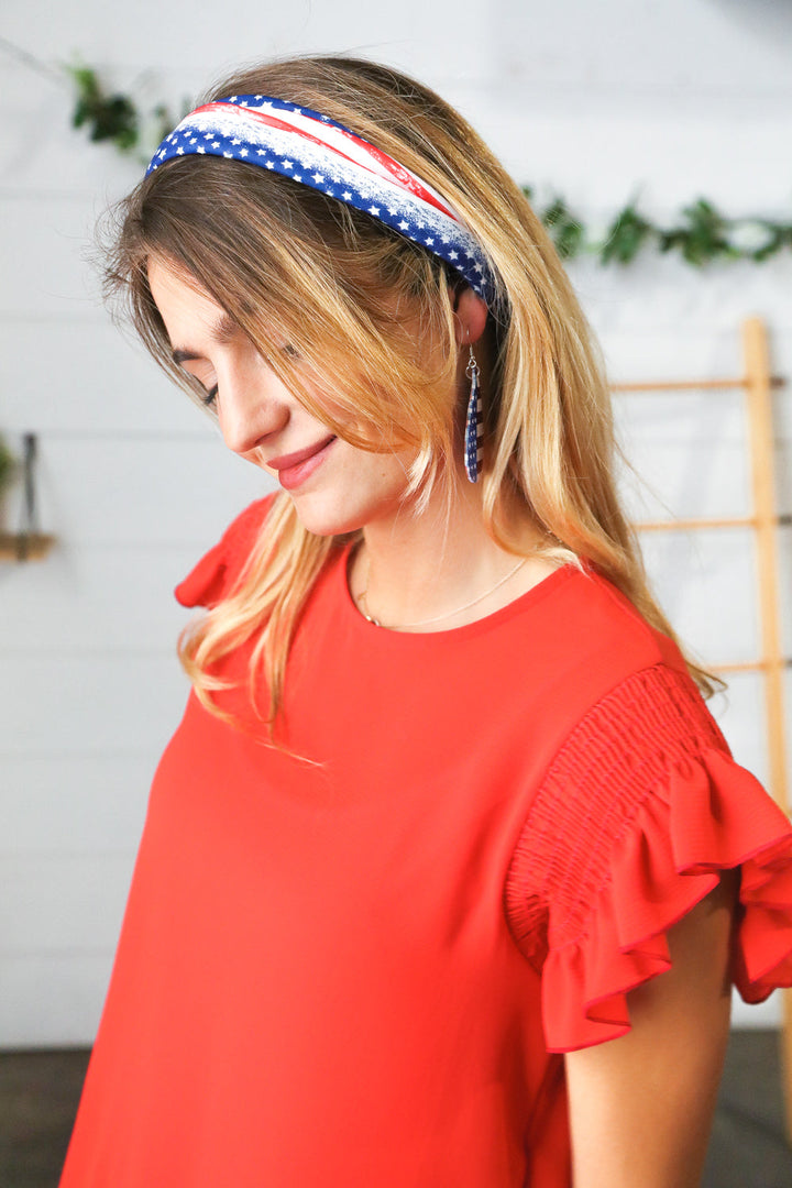 Red/White & Blue Knit Twist Headband