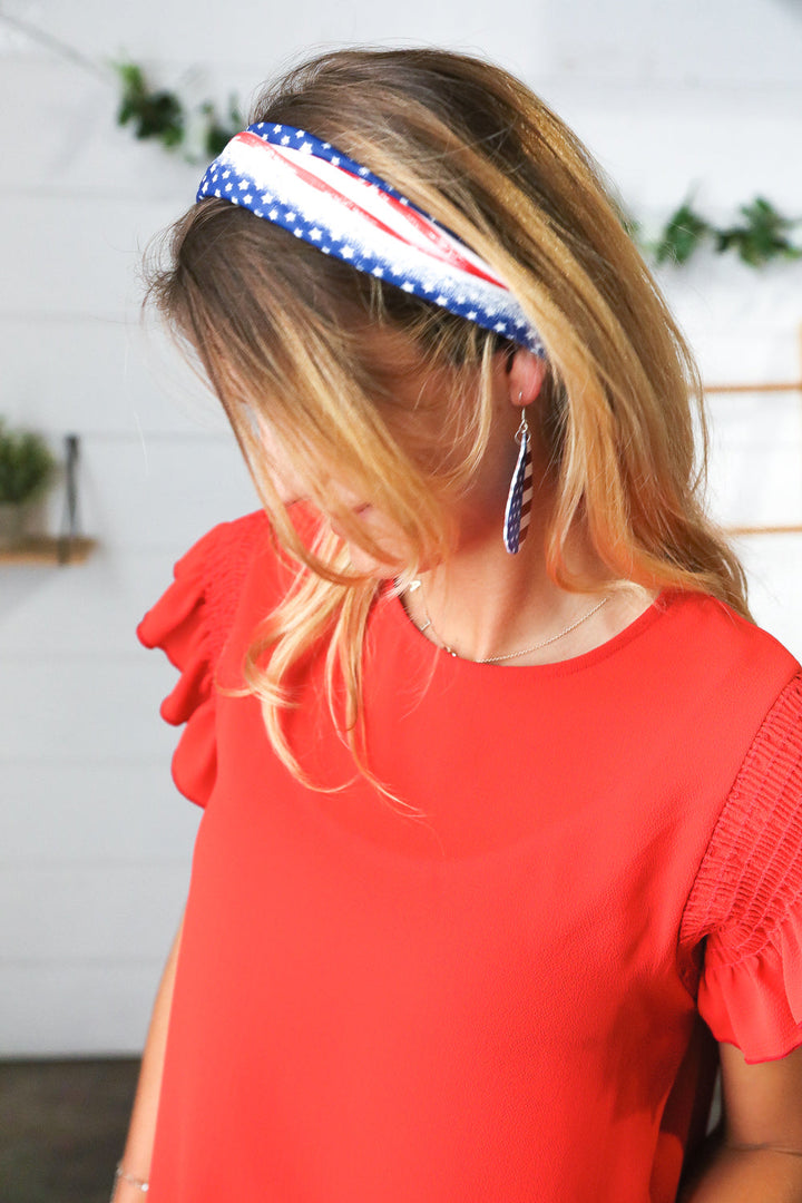 Red/White & Blue Knit Twist Headband