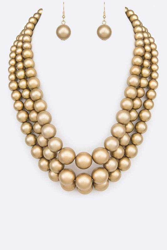 Layer Pearl Statement Necklace Set