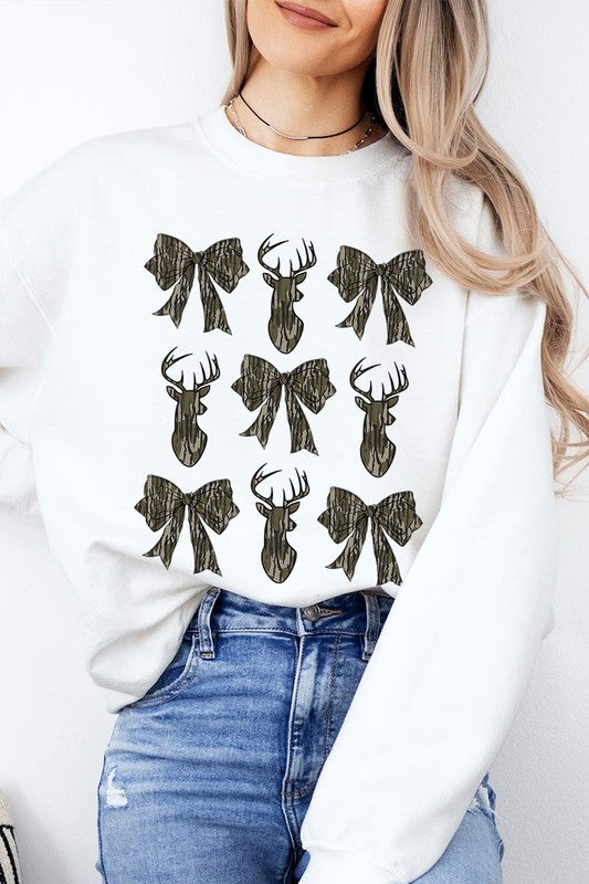Deer Hunting Camo Bow Graphic Fleece Sweatshirts