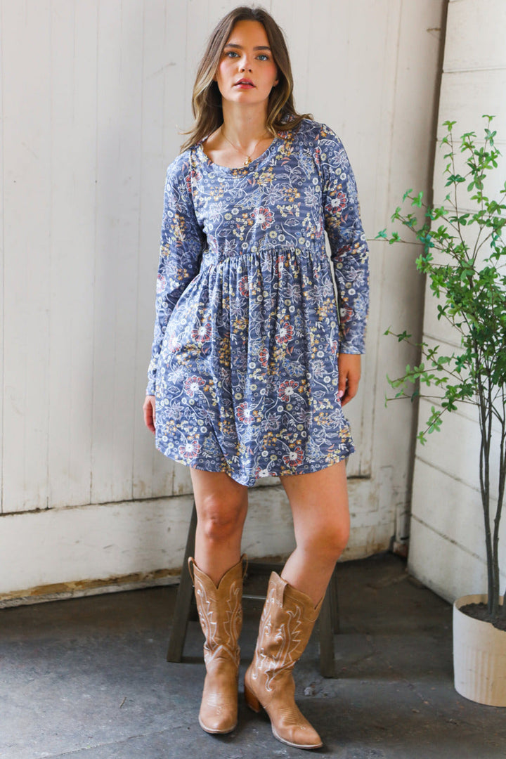 Midnight Meadows Charcoal Swing Dress