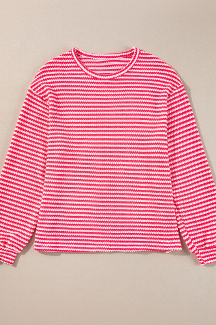 Striped Round Neck Long Sleeve Top