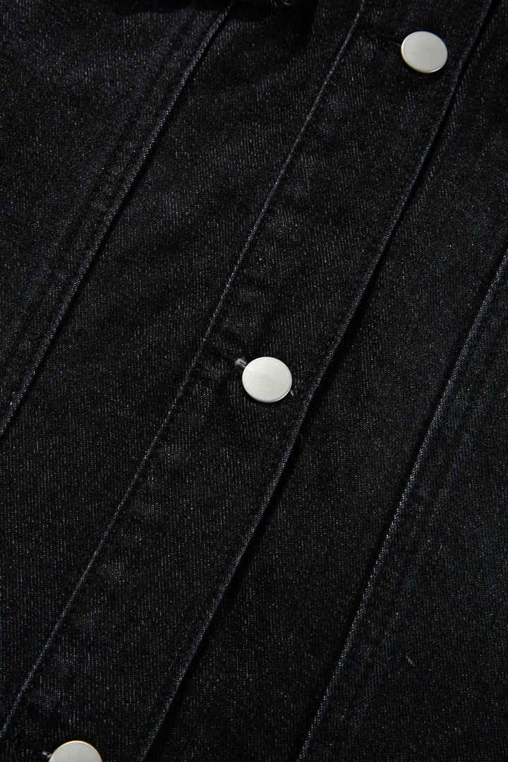 Raw Hem Button Up Denim Top