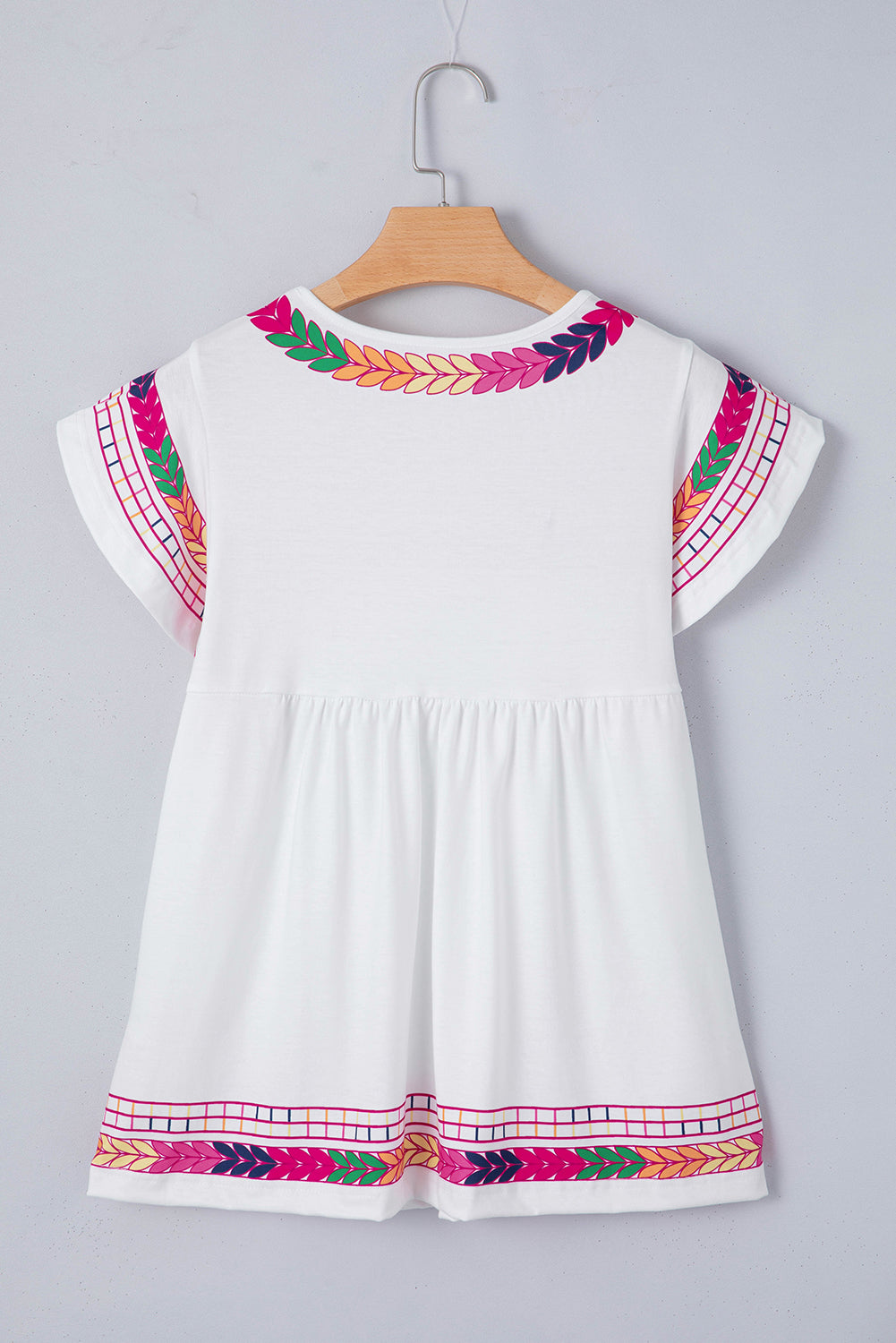 Printed Round Neck Cap Sleeve Blouse