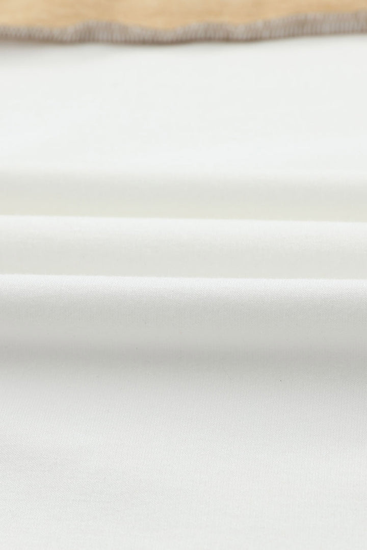 Exposed Seam Contrast Round Neck Long Sleeve Top