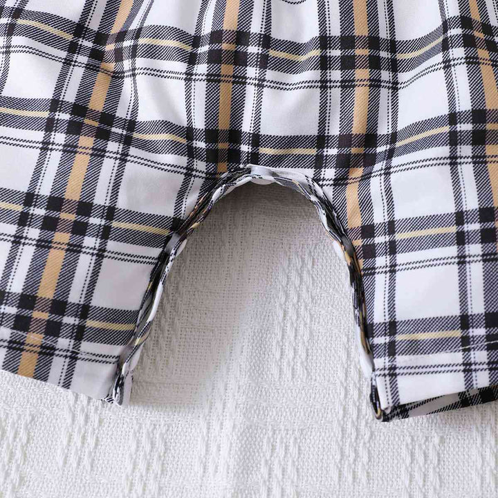 Plaid Square Neck Bow Detail Jumpsuit