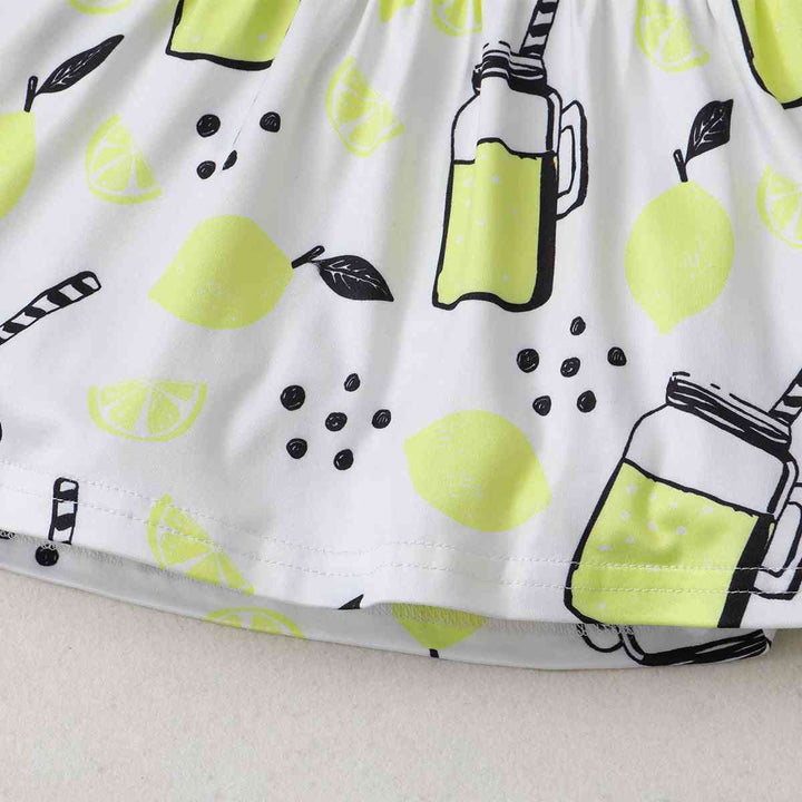 Printed Top and Distressed Denim Shorts Set