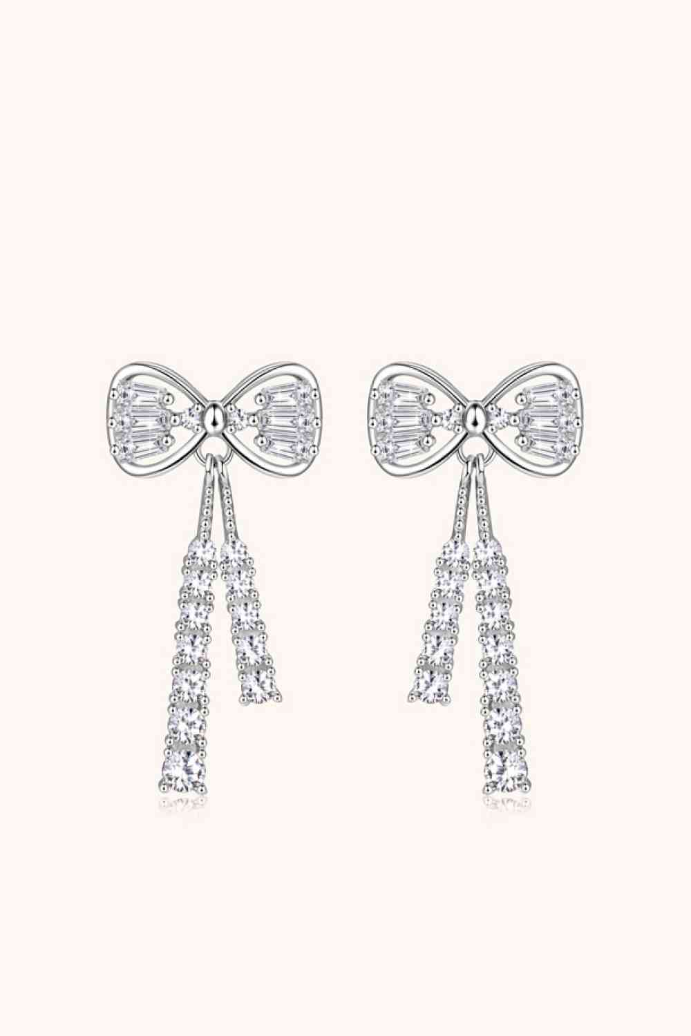 1.12 Carat Moissanite 925 Sterling Silver Bow Earrings